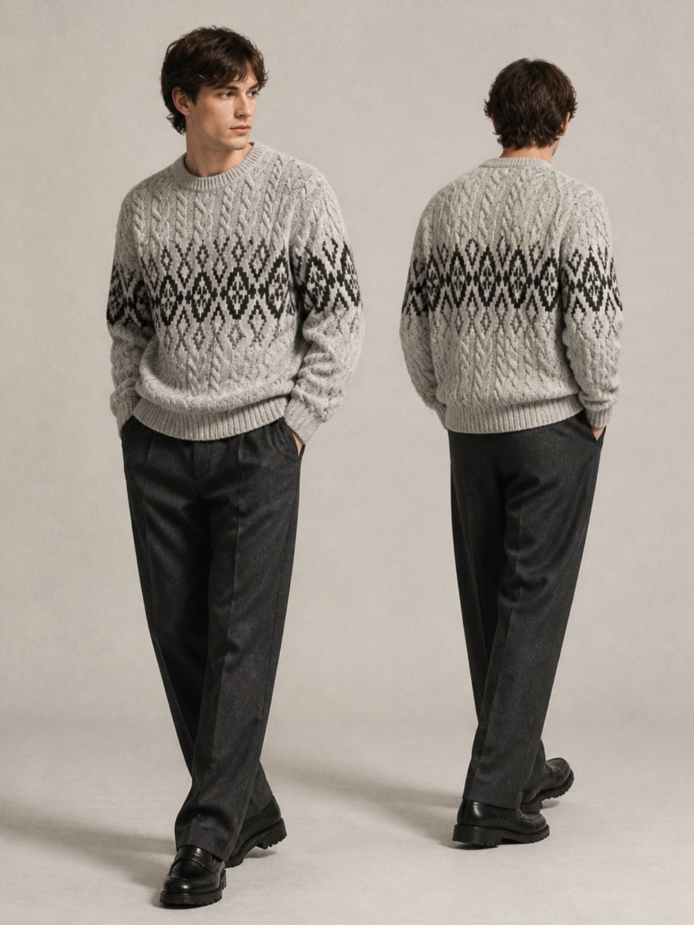 Vintage g80/90 L.L. Bean Pure New Wool Cottage Core Fair Isle Sweater Men’s M